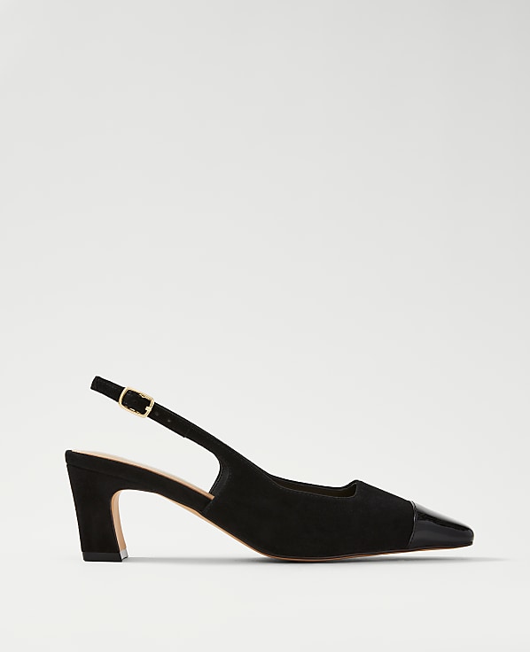 Cap Toe Suede Slingback Pump
