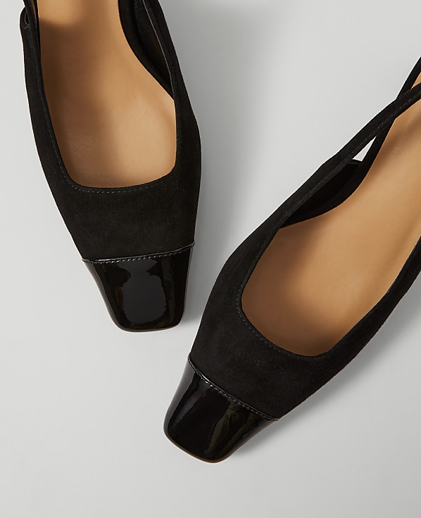 Cap Toe Suede Slingback Pump