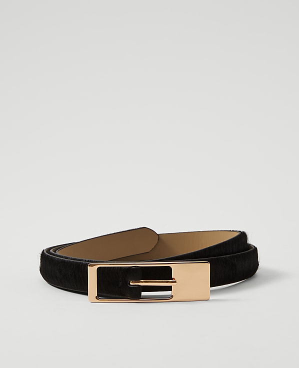 Calf Hair Rectangle Buckle Belt
