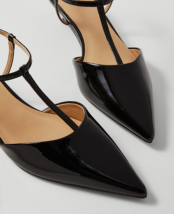Patent T-Strap Kitten Heel Pump