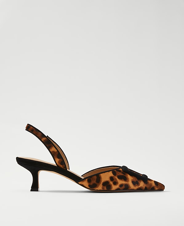 Pointy Toe Buckle Haircalf Slingback Pump