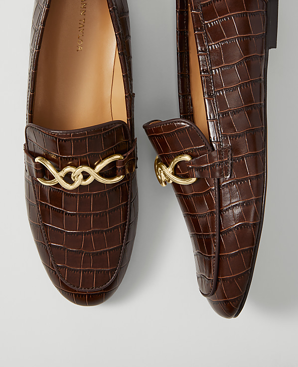 Hardware Embellished Croco Loafer