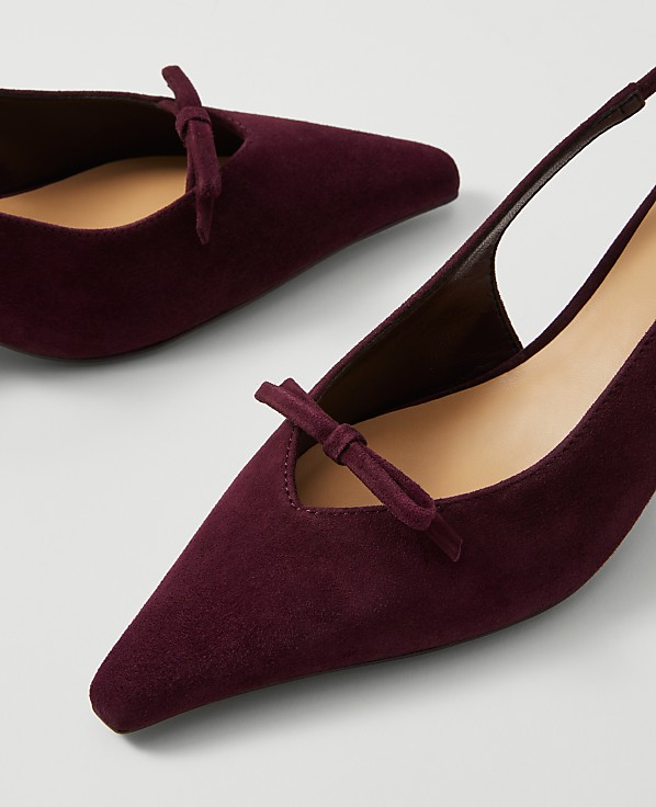 Bow Suede Slingback Pump