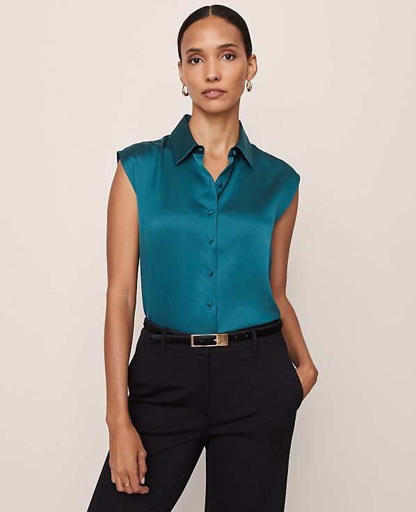 Collared Satin Blouse