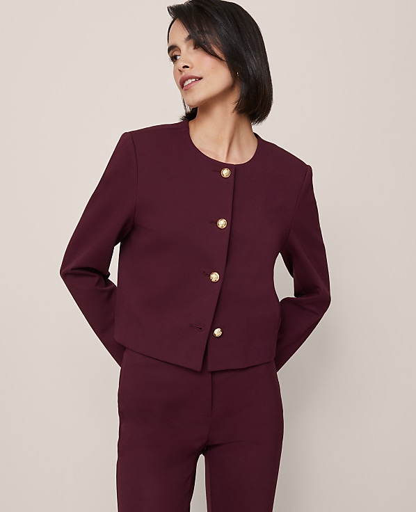 The Petite Crew Neck Jacket in Ponte