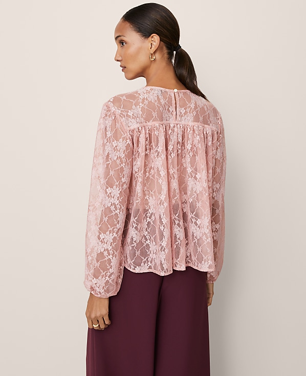 Petite Crew Neck Shirred Blouse