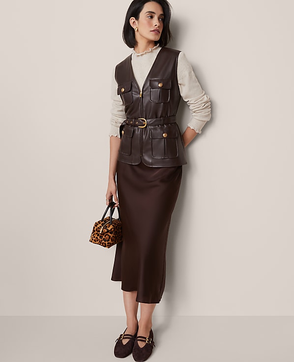 Belted Faux Leather Vest