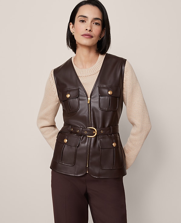 Belted Faux Leather Vest