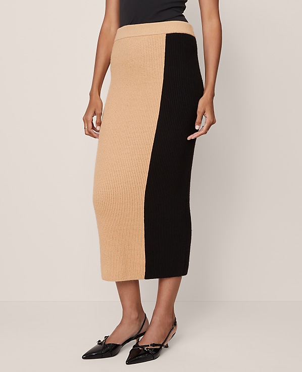 Colorblock Ribbed Sweater Skirt
