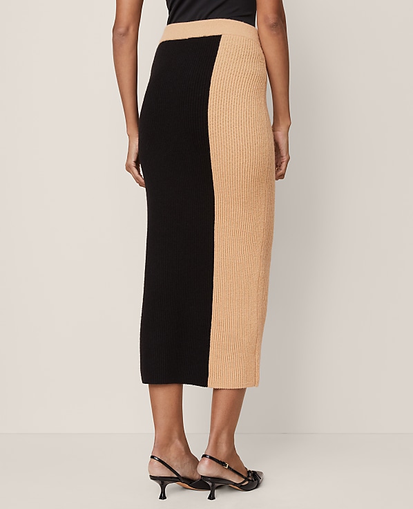 Colorblock Ribbed Sweater Skirt