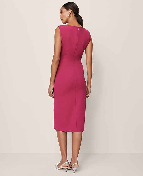 Gathered Midi Sheath Dress