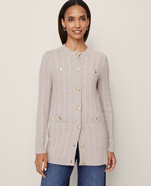 Petite Long Cable Cardigan