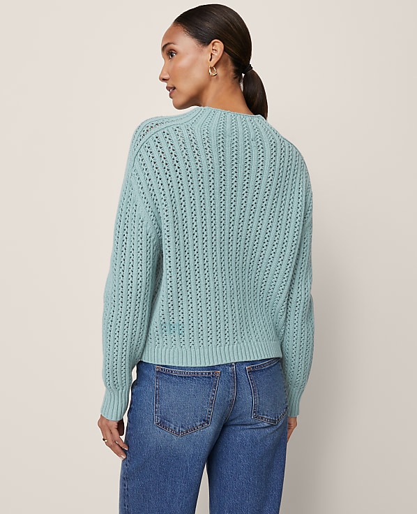 Pointelle Mock Neck Sweater