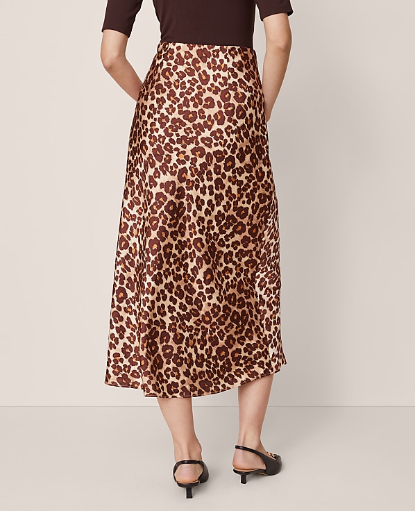 Animal Print Satin Bias Slip Skirt