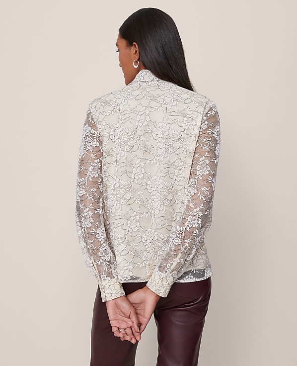 Petite Lace Tie V-Neck Popover