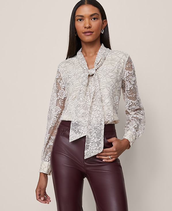 Petite Lace Tie V-Neck Popover