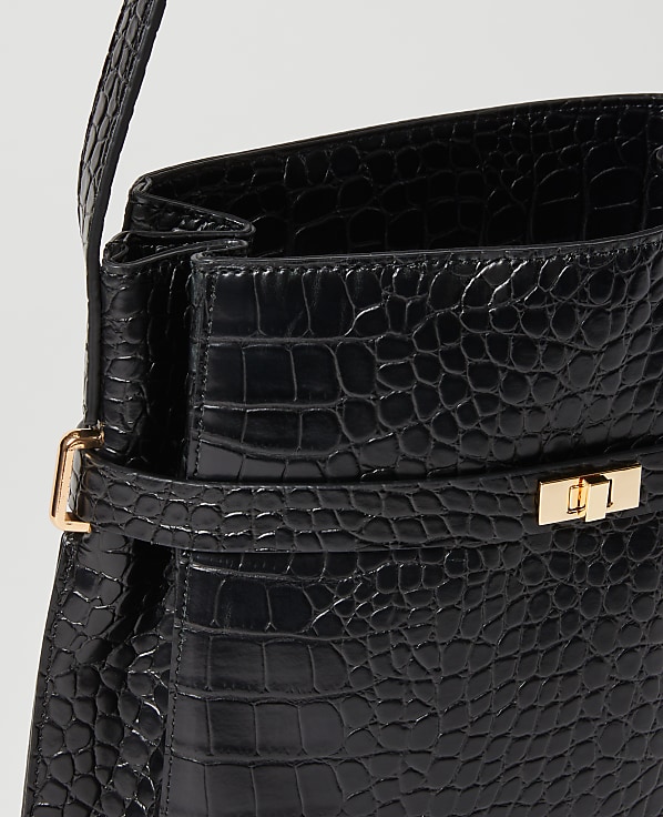 Croco Belted Bucket Bag