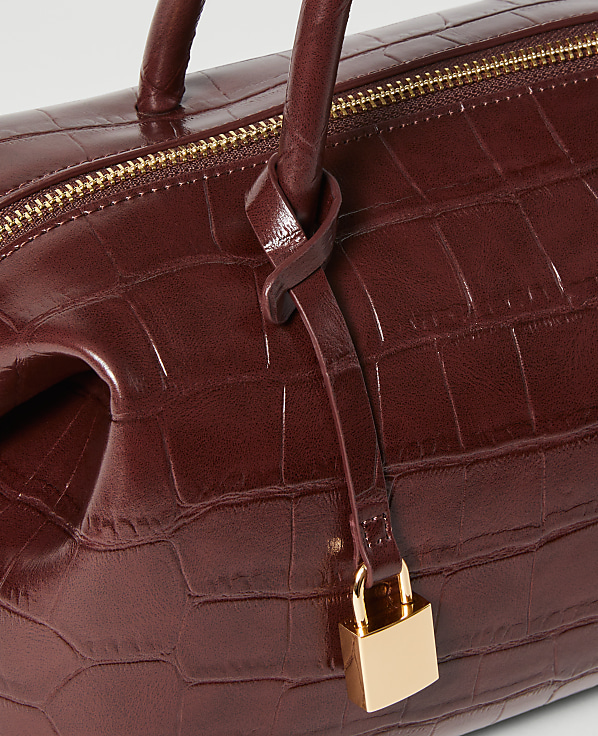 Croco Large Top Handle Bag