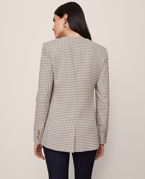 Houndstooth Split Hem Jacket