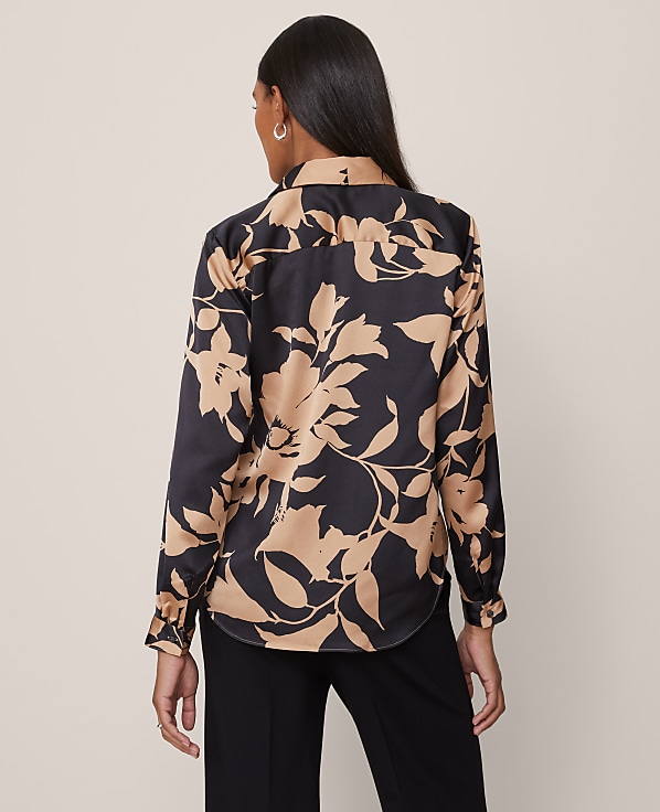 Petite Floral Satin Essential Shirt