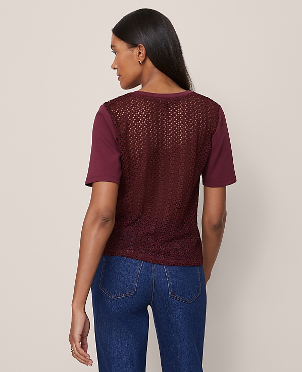Lace Back Ponte Top
