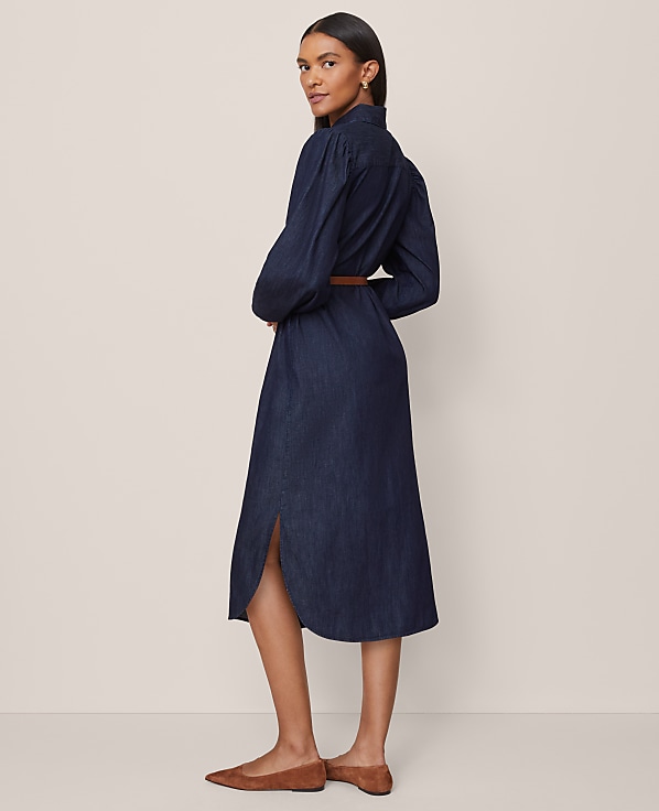 Chambray Column Midi Dress