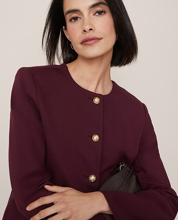 The Petite Crew Neck Jacket in Ponte