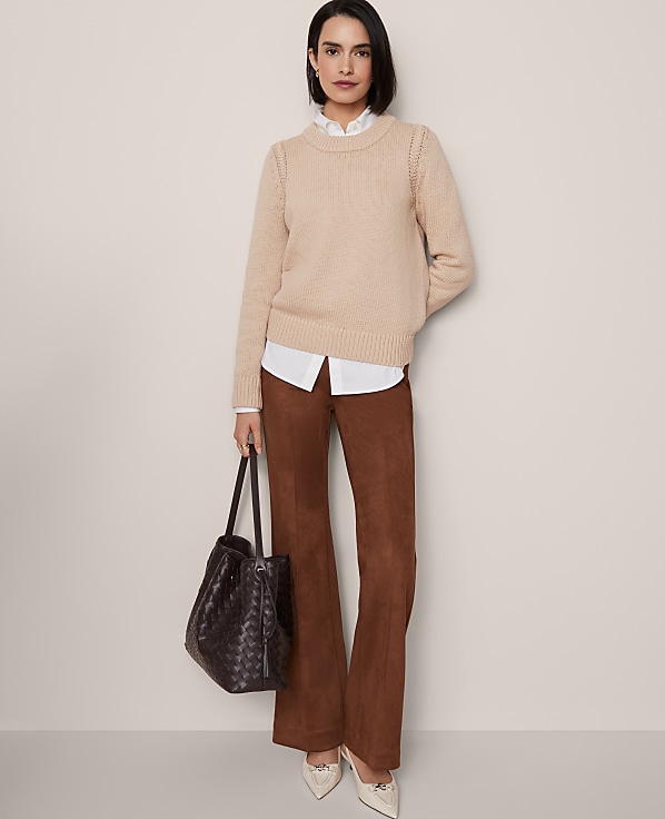 The Side Zip Flare Pant in Faux Suede