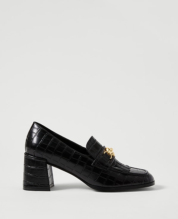 Croco Kiltie Loafer Pump