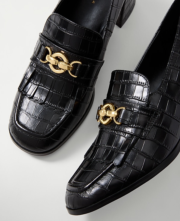 Croco Kiltie Loafer Pump