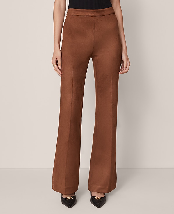 The Side Zip Flare Pant in Faux Suede