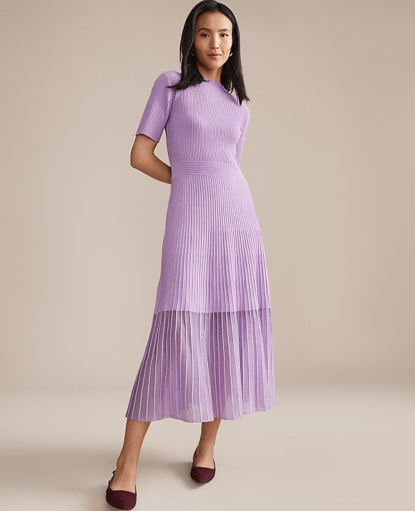 Mock Neck Mixed Media Sweater Dress