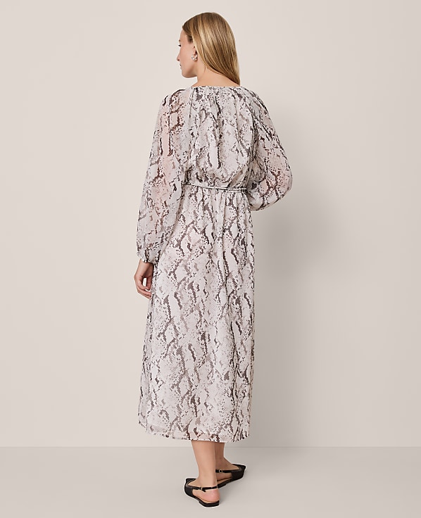 Petite Snake Print Flare Midi Dress