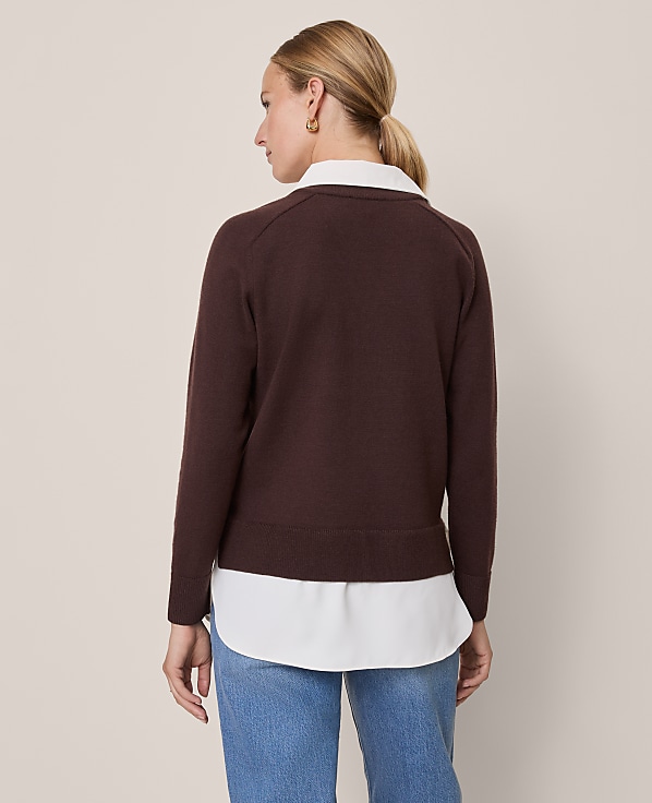 Petite Layered Mix Media Sweater