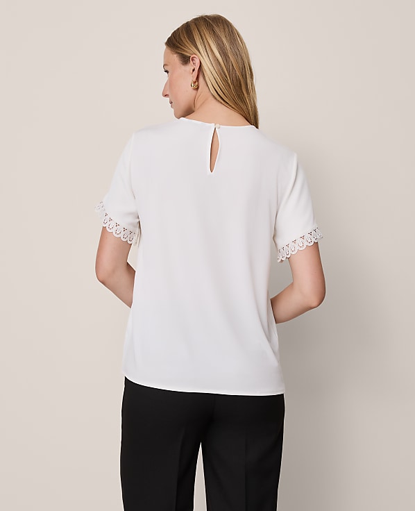 Lace Trim Mixed Media Top