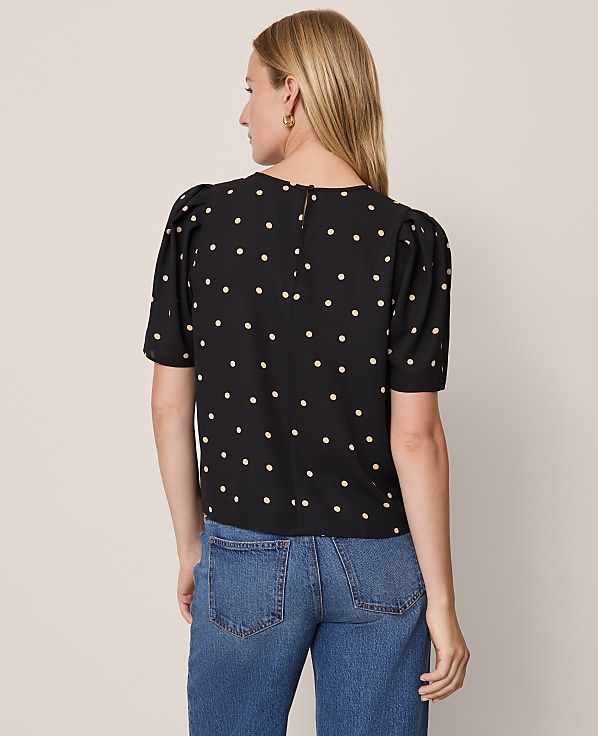 Dotted Puff Sleeve Blouse