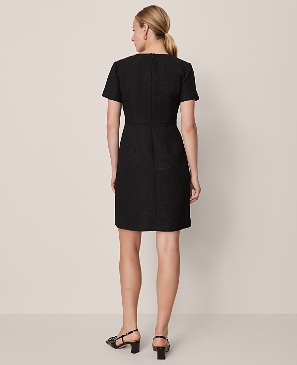 Tweed Split Neck Sheath Dress