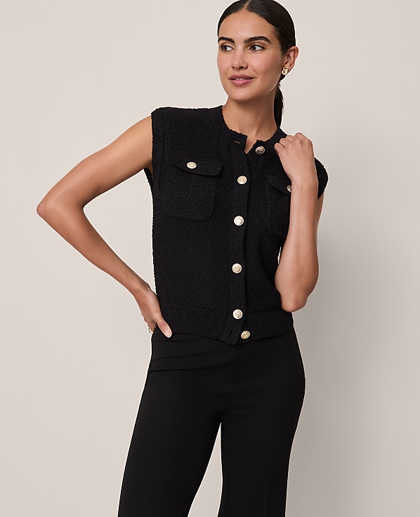 Petite Boucl&eacute; Sweater Vest