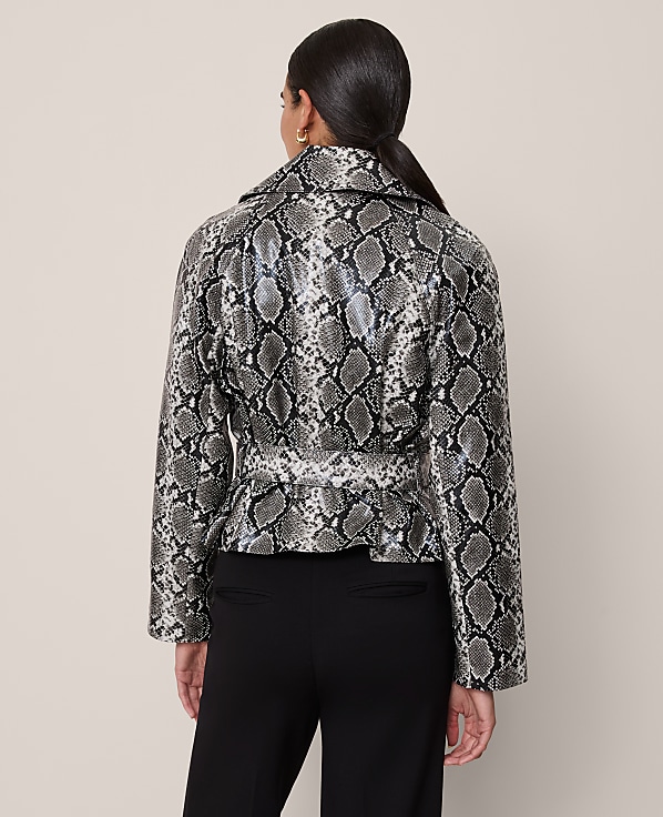 Petite Snake Print Belted Trench Coat