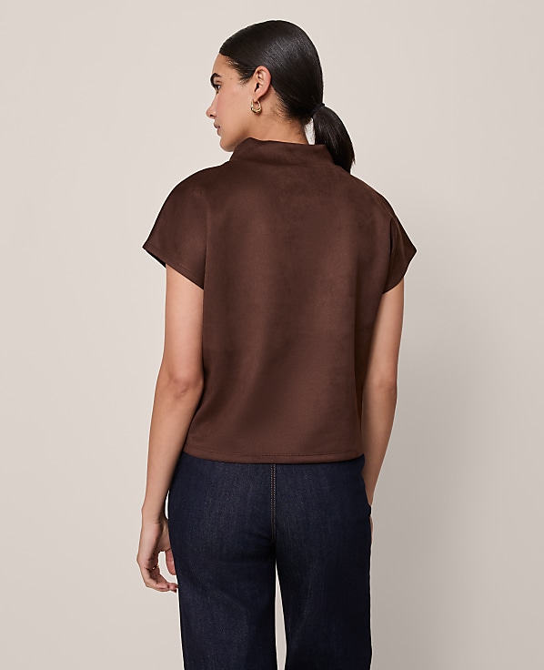 Faux Suede Horsebit Top