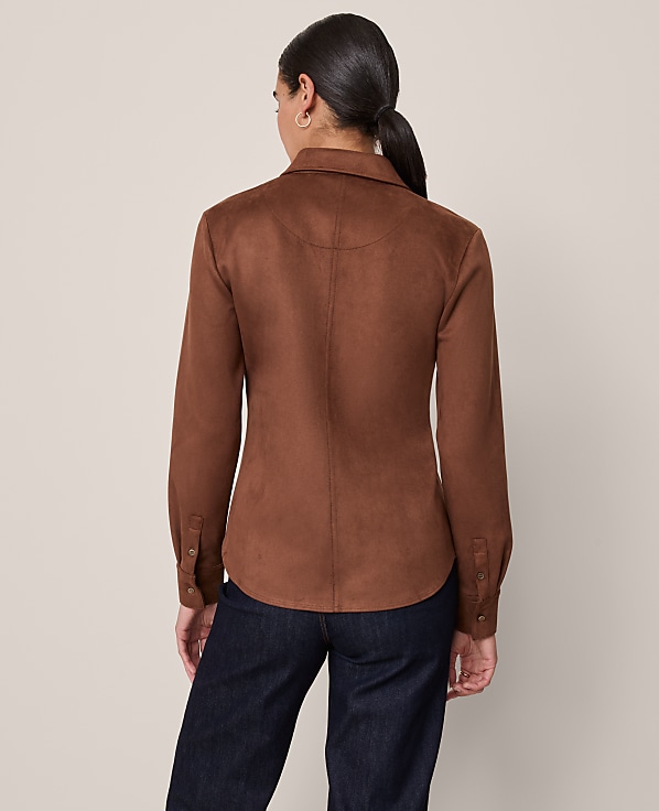 Faux Suede Pocket Shirt
