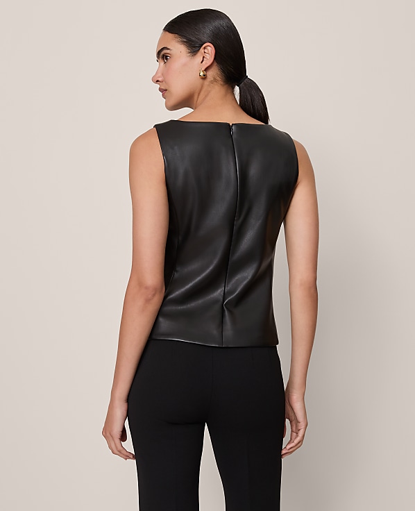 Petite Faux Leather Shell