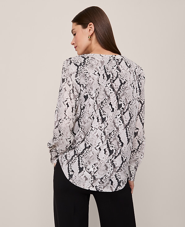 Petite Snake Print Mixed Media Top