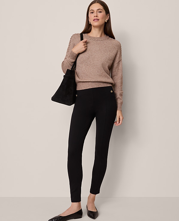 The Seamed Button Legging in Ponte