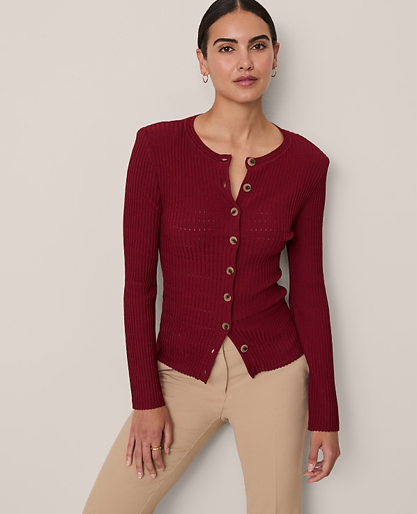Ribbed V-Neck Cardigan