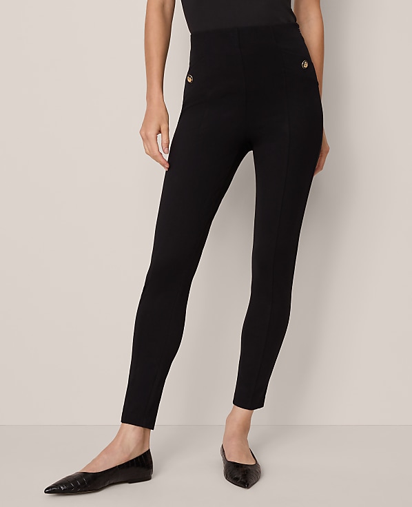 The Seamed Button Legging in Ponte