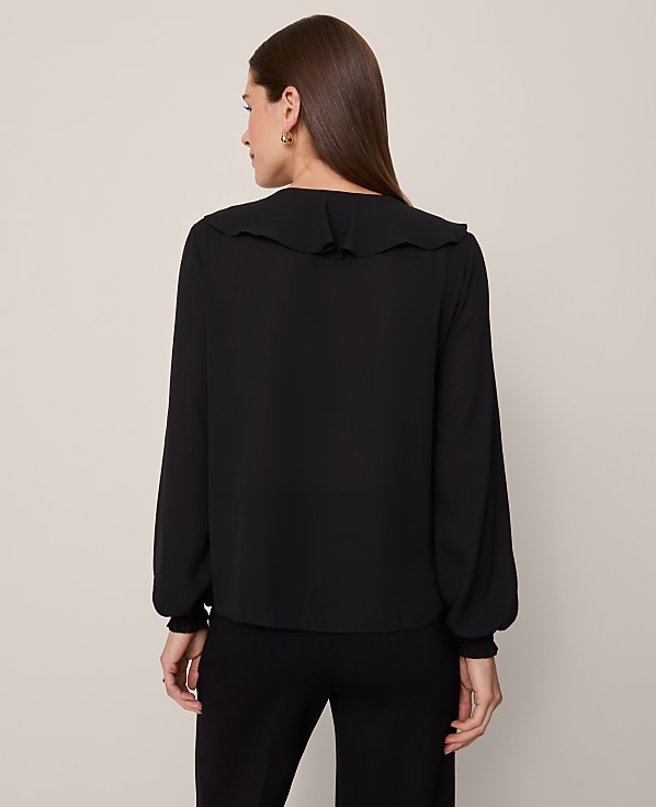 Tie Neck Ruffle Blouse