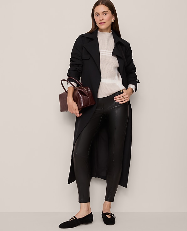 The Seamed Button Legging in Faux Leather