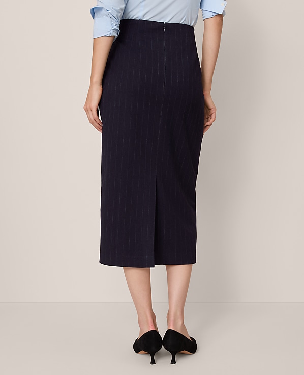 Belted Pencil Skirt in Pinstripe