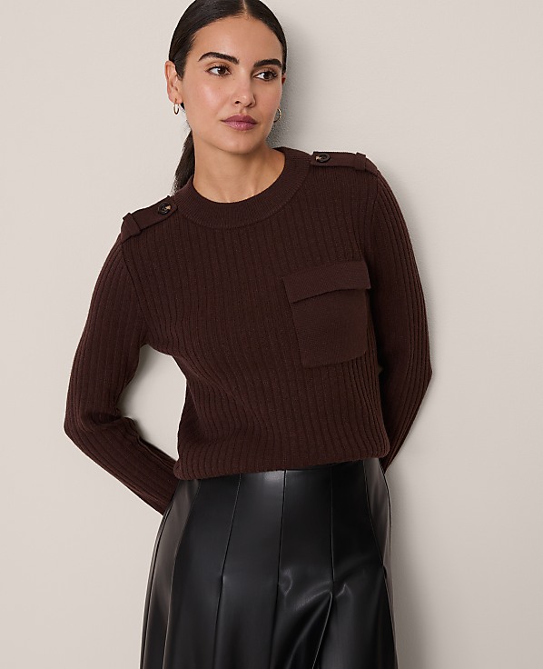 Ribbed Pocket Sweater